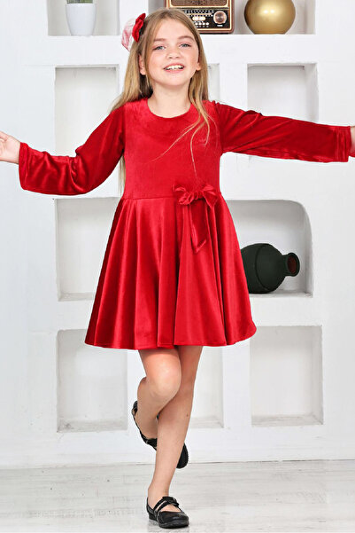 MODANINO Rochie din catifea pentru fetiță - cu tul în interior și decorare cu...