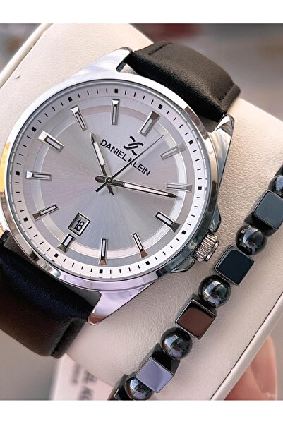 Daniel Klein Men's Wristwatch 30 Meters Water Resistant Leather Strap Cord + Bracelet Gift Vs.Blkt.