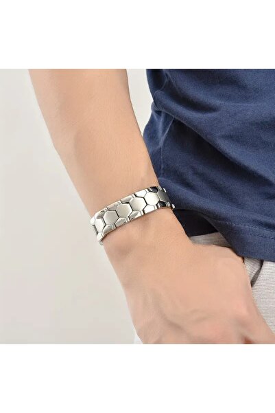 dzmerc Men's Titanium Bracelet Silver