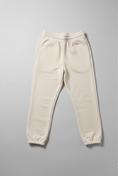 LUESS Boy's 100% Cotton Sweatpants with Elastic Waist and Legs - Ecru (3-4 Years Old 8-9 Years Old)