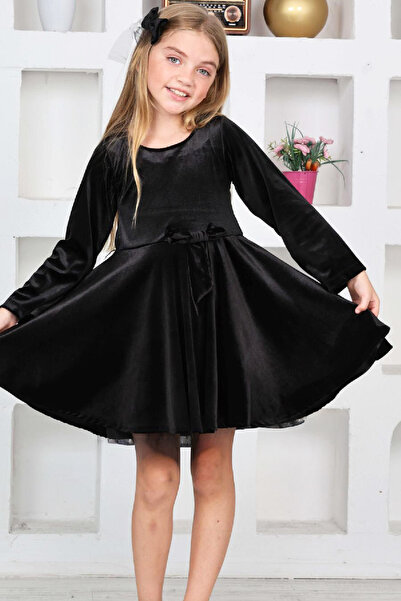 MODANINO Rochie din catifea pentru fetiță - cu tul în interior și decorare cu...