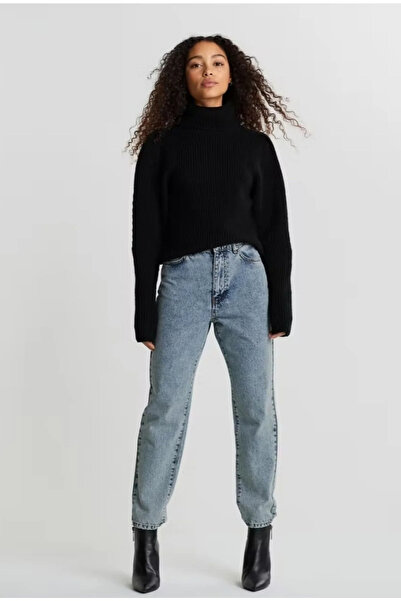 kleshus بنطلون جينز موم من القطن عالي الخصر قصة ضيقة - جينز موم جديد Hsn