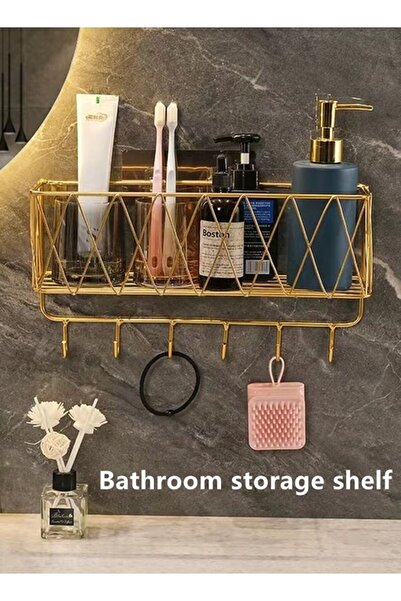 Generic 1 PC Metal Drain Rack Bathroom Organizer Wall-Mounted Perforation-Fre...