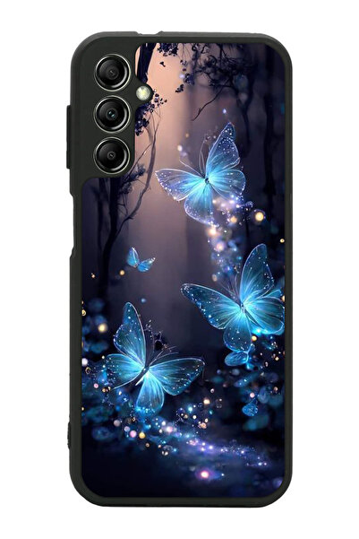 Aksel Kılıf متوافق مع هاتف سامسونج جالاكسي A14 مطبوع، أسود غير لامع، سيليكون ...