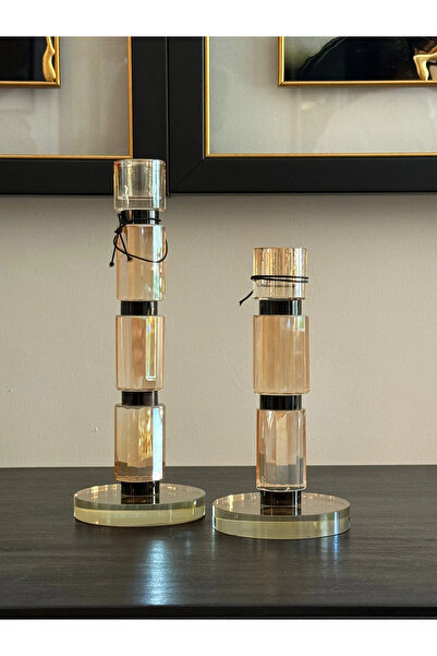 Santara AVANGARDE 2 Lİ KRİSTAL BAL RENGİ BORU MUMLUK