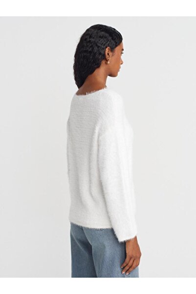 Dilvin 10806 Boat Neck Soft Textured Knitwear Sweater
