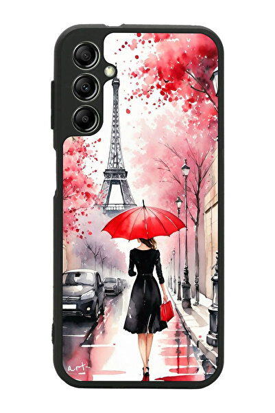 Aksel Kılıf متوافق مع هاتف سامسونج جالاكسي A14 مطبوع، أسود غير لامع، سيليكون ...