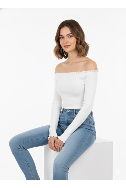 ModaPlaza Women's Off-Shoulder Knit Blouse 14960