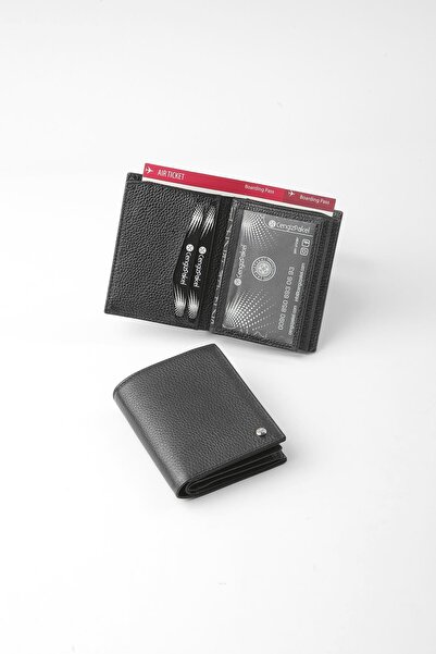 CENGİZ PAKEL Genuine Leather Men's Wallet - 13706 - Black