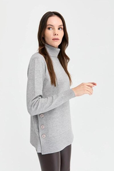Desen 23391 Tll Angeli̇na so Fully Buttoned Fishbone Collar Complete Sweater