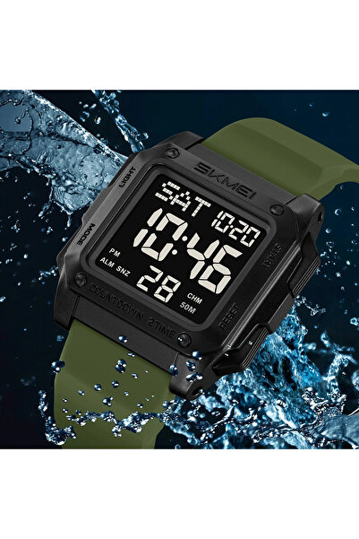 Skmei 2454 Army Green Men's Digital Watch – Multiple Functions, Army Design, Stopwatch, Alarm