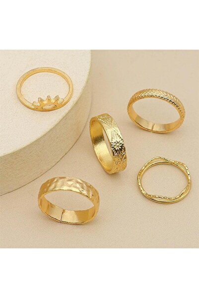 Pursehuit Set de 5 inele aurii, diverse forme, Tabita C4
