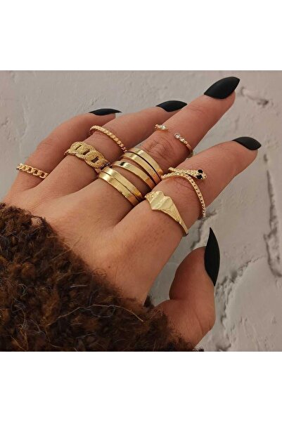 Pursehuit Set de 11 inele aurii, cu șarpe și pietre, Filipa C1