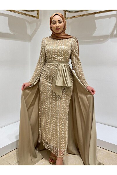 MERVE TESETTÜR Rochie de seară cu design pelerina