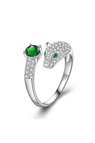 Pursehuit Inel argintiu, reglabil, formă de panteră, cu pietre de zirconiu, Mansa C2