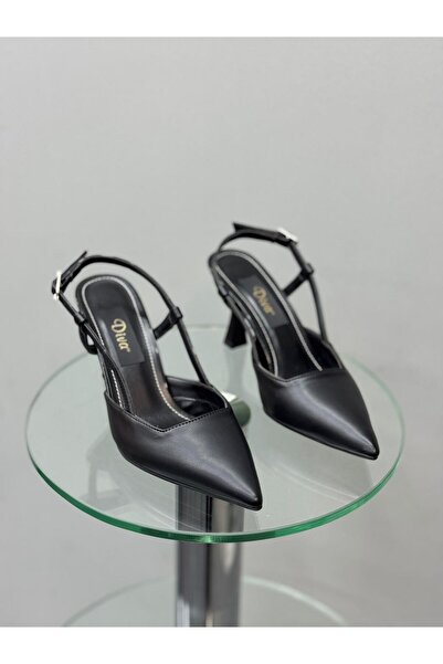 DİVA Μαύρα παπούτσια γυναικεία Black Skin Λεπτό τακούνι u