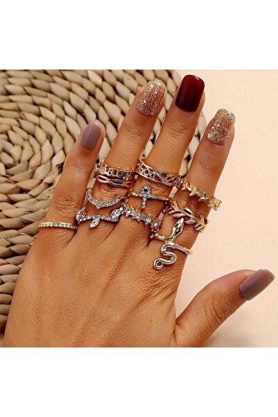 Pursehuit Set de 11 inele aurii, cu pietre, Mintha C2