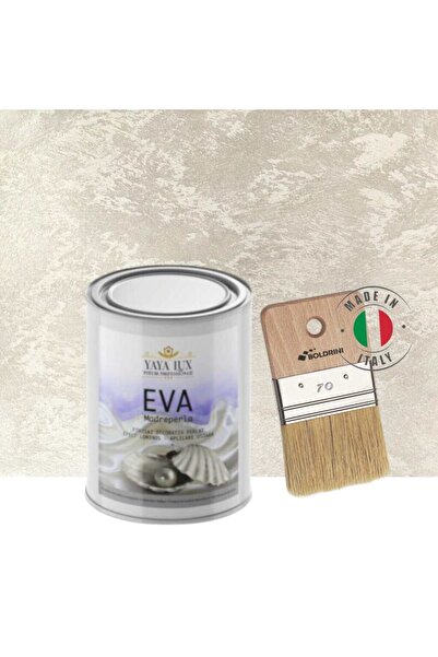 YaYa Color Luxury Decorative Paint Set, Eva Madreperla, Light Beige, 0.5 Liters and 70 mm Brush