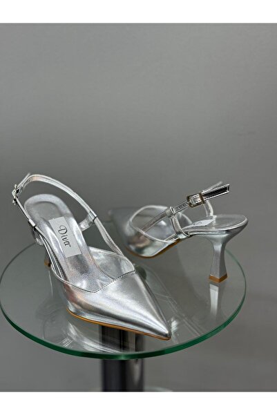 DİVA Gümüş İnce Topuklu Kadın Ayakkabı