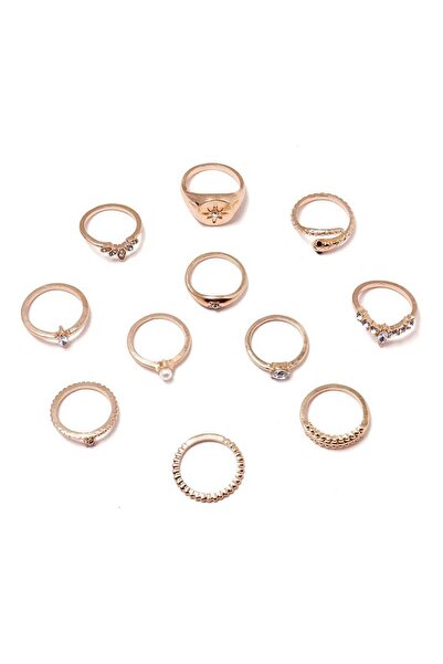 Pursehuit Set de 11 inele, aurii, cu pietre, Debbi C1