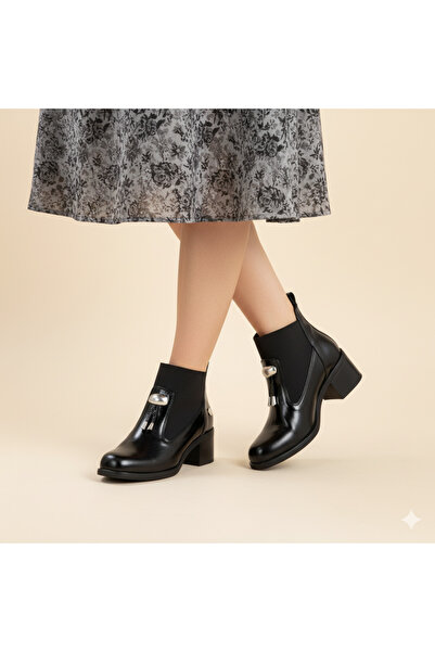 Mammamia D25Kb-1805 Genuine Leather Heeled Women's Boots