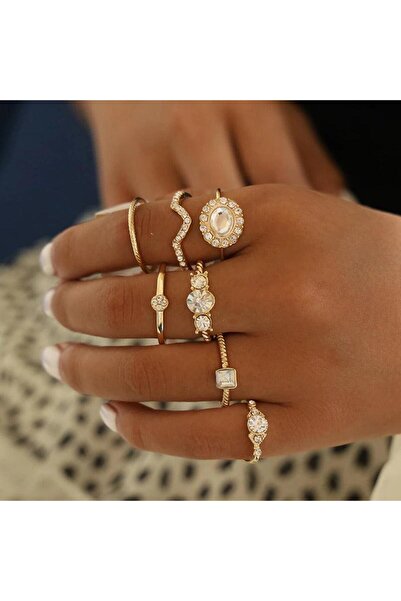Pursehuit Set de 7 inele aurii, cu pietre, Naime C1