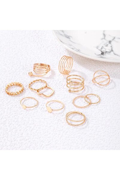 Pursehuit Set de 12 inele, aurii, Malina C6
