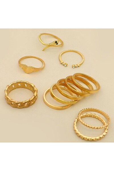 Pursehuit Set de 11 inele aurii, cu șarpe și pietre, Filipa C1