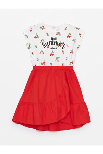 LC Waikiki LCW Παιδικό φόρεμα για κορίτσια με στάμπα με λαιμόκοψη