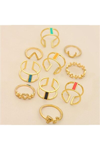 Pursehuit Set de 10 inele aurii, diverse forme, Theresa C3