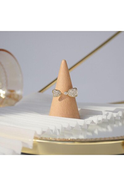 Pursehuit Inel auriu, reglabil, suflat cu aur de 14k și zirconii, Maje C1