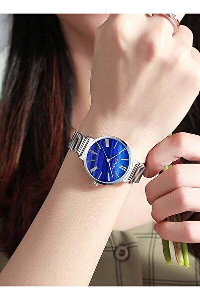 Curren Women's Elegant Waterproof Stainless Steel Mesh Band Quartz Watch 9076 - 32 mm - Silver