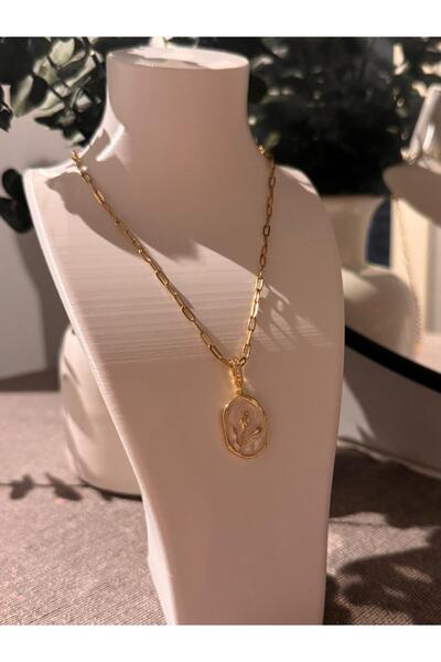 kınalı Çelik Lale Charm Kolye