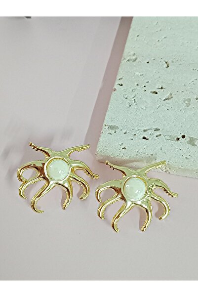 mos&more Gold Cream Pearl Octopus Earrings