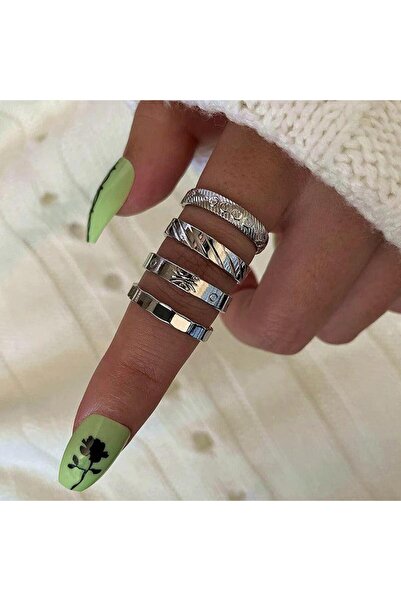 Pursehuit Set de 4 inele argintii, diverse forme, Natalia C2