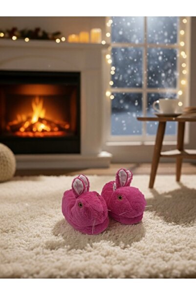 Butik Koyu Fuşya Tavşan Figürlü Ev Pandufu