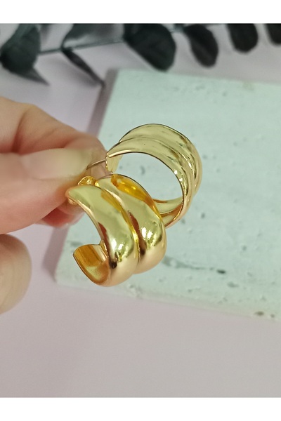 mos&more Gold Yalı Çapkını Pelo Earrings, Double Hoop Earrings