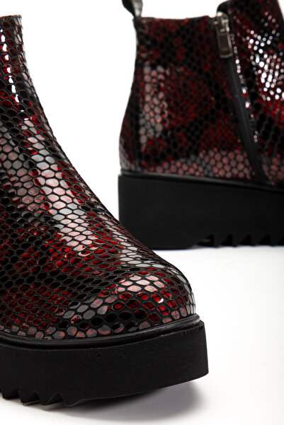 Pier Vino Bordo Yilan Printed Boots with Padded Soles, Genuine Leather, Stylish, Comfortable, Casual, with Fuspet.