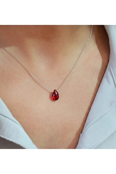 TakıConcept Kırmızı Renkli Kristal Taşlı Kadın Kolye