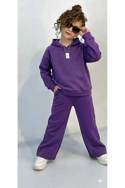 Pegai Tekstil طقم بناتي بقلنسوة مع تفاصيل حجرية، مقاس 6.16 سنة