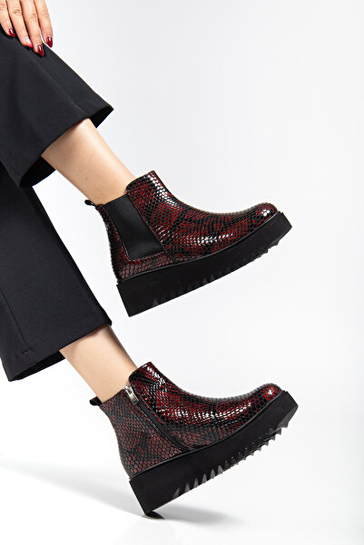 Pier Vino Bordo Yilan Printed Boots with Padded Soles, Genuine Leather, Stylish, Comfortable, Casual, with Fuspet.