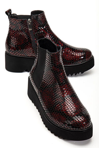 Pier Vino Bordo Yilan Printed Boots with Padded Soles, Genuine Leather, Stylish, Comfortable, Casual, with Fuspet.