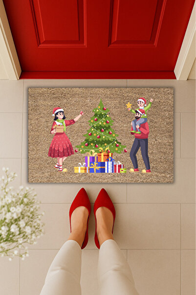 Dormot Yüksek Kaliteli Modern Dijital Baskı - Yılbaşı Ağacı Temalı Paspas 70x...