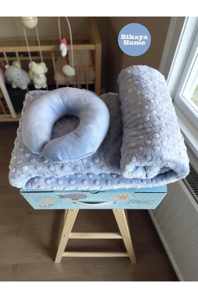 Bikaya Home İpeksoft Tomurcuk Baby Blanket - with Neck Collar Gift - 90X110 cm - Original Boxed