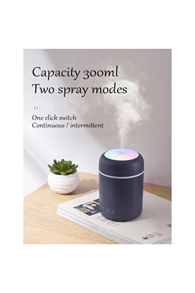 stuffix Mini Aromatherapy Humidifier, 2 Spray Modes, LED Ambient Light, USB, 300ml, Dark Gray