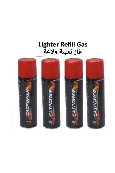 GASPOWER غاز البوتان النقي لإعادة التعبئة مع رؤوس الفوهة 250 مل (4 قطع)