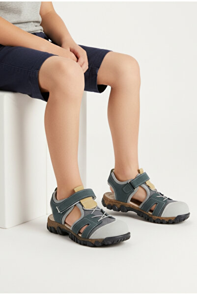 Limbeo Guaranteed Daily Wear Closed Front Flexible Soft Sole Rope Detail Velcro Baby Boy Sandals Slippers