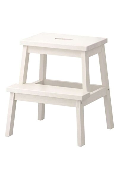 FORHOUSE 2-step Kids Step Stool Chair, Multifunctional Wooden Beech, White, 50 cm