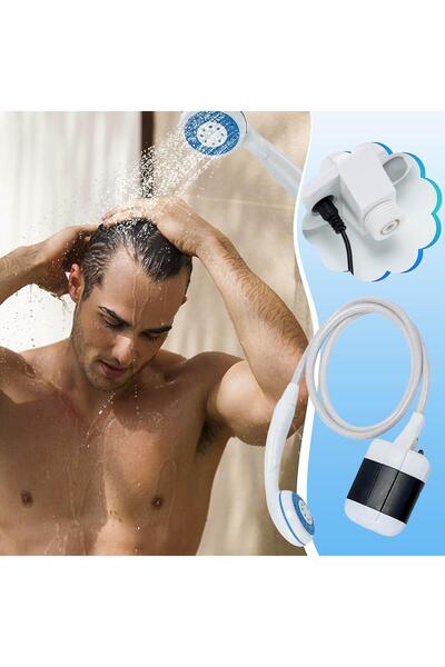 SokShop Camping shower with built-in battery, travel pump, USB rechargeable