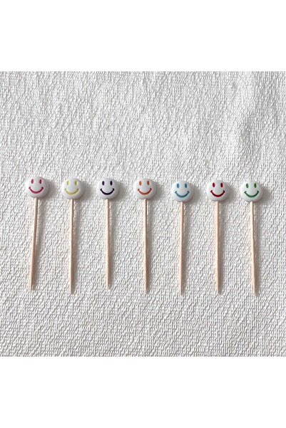MODA MANANI 20 Pieces Decorative Smile Emoji Colorful Party Toothpicks